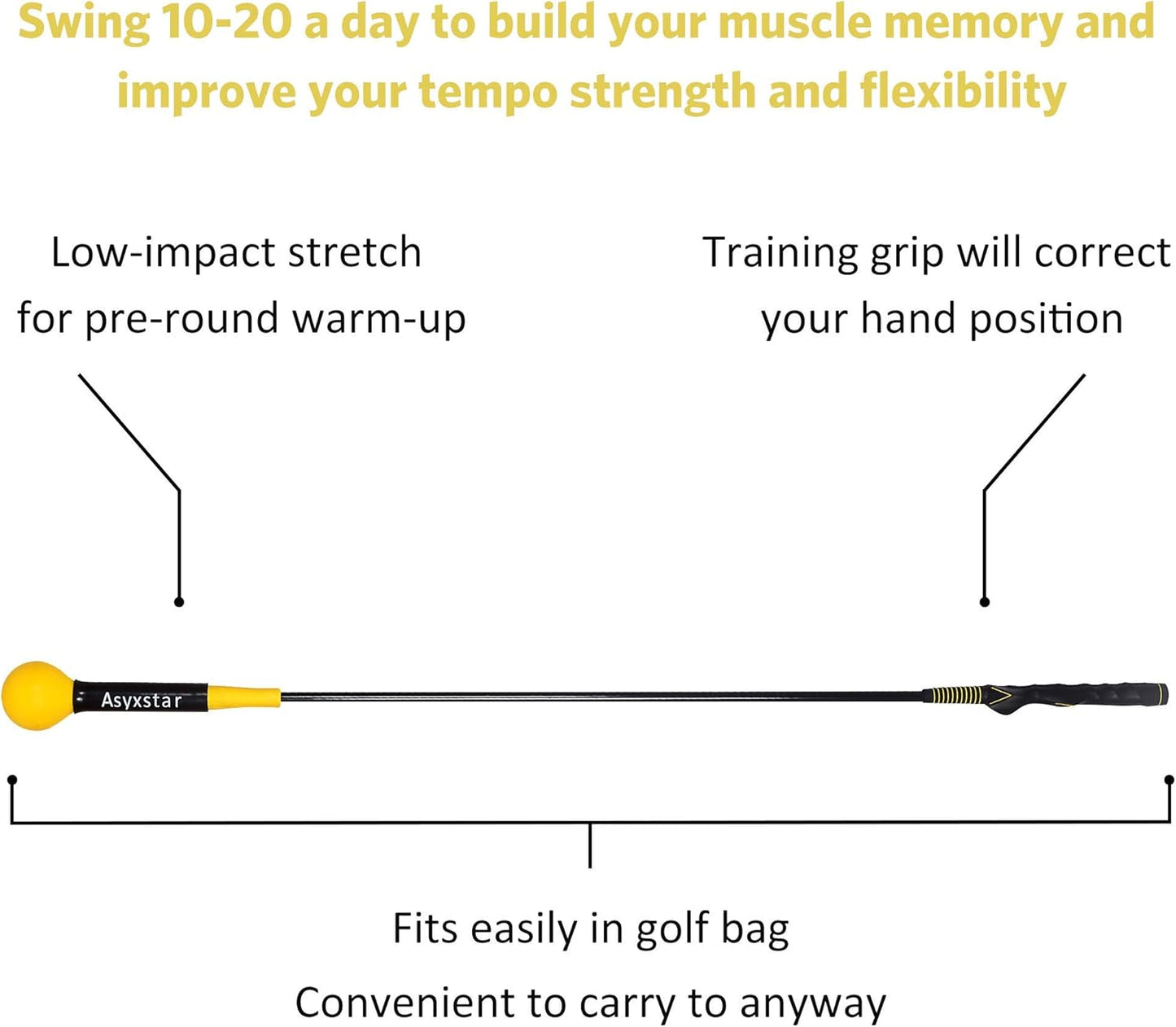 Golf Swing Trainer Aid - Golf Training Aid with Grip Trainer Training Equipment, Power Flex Swing Training Aid for Strength,Balance, and Tempo Swing Speed Trainer