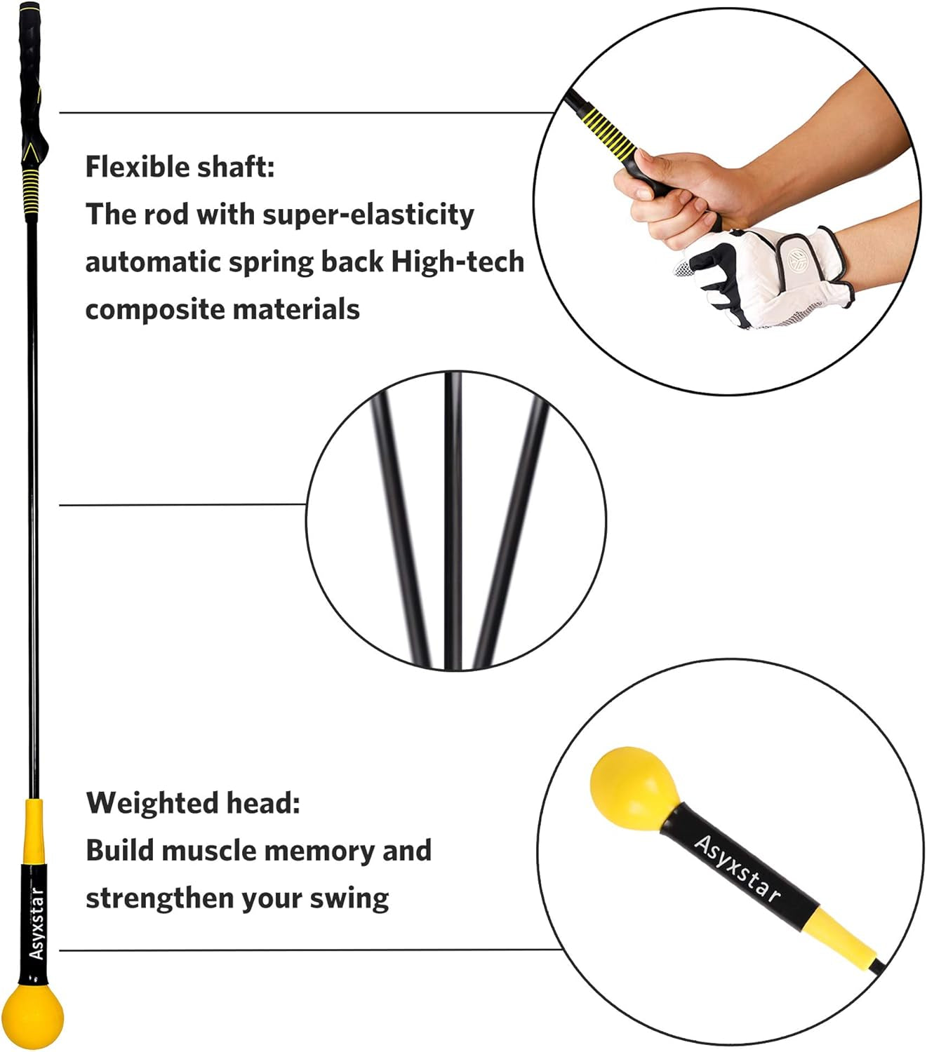 Golf Swing Trainer Aid - Golf Training Aid with Grip Trainer Training Equipment, Power Flex Swing Training Aid for Strength,Balance, and Tempo Swing Speed Trainer