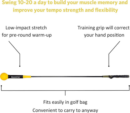 Golf Swing Trainer Aid - Golf Training Aid with Grip Trainer Training Equipment, Power Flex Swing Training Aid for Strength,Balance, and Tempo Swing Speed Trainer