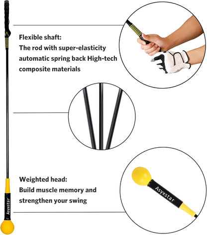 Golf Swing Trainer Aid - Golf Training Aid with Grip Trainer Training Equipment, Power Flex Swing Training Aid for Strength,Balance, and Tempo Swing Speed Trainer